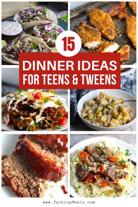 Dinner Ideas for Teens and Tweens ~ Talking Meals Dinner Ideas For Teens, Teen Cooking Recipes, Birthday Dinner Ideas, Family Dinner Menu, Easy Spring Recipes, Busy Mom Recipes, Delicious Family Dinners, Recipe For Teens, Summer Meals