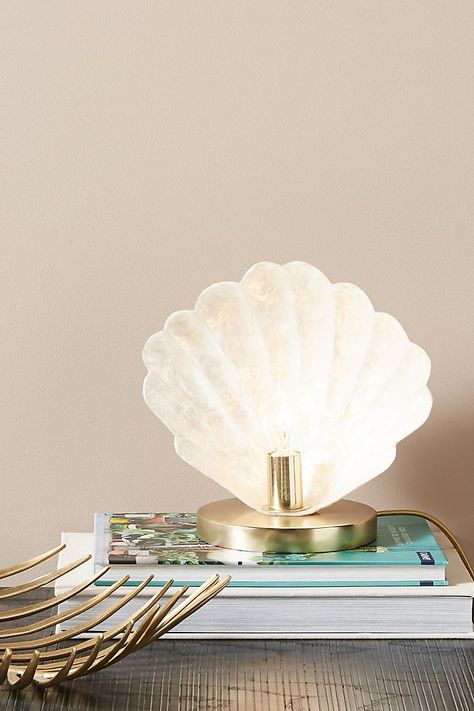 Seashell-Shaped Decor Is Here To Bring A Beach Vacation to Your Living Room Seashell Lamp, Task Lamps, Office Items, Accent Lamp, Electrical Outlets, Unique Lighting, Decor Lighting, One Light, Ambient Lighting