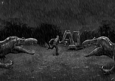 Suchomimus 
Jurassic park 
Horror novel Jurassic Park Novel, Black White Artwork, Primal Carnage, Jurassic Park Film, Jurrasic Park, Prehistoric World, White Artwork, Black And White Artwork, Jurassic Park World