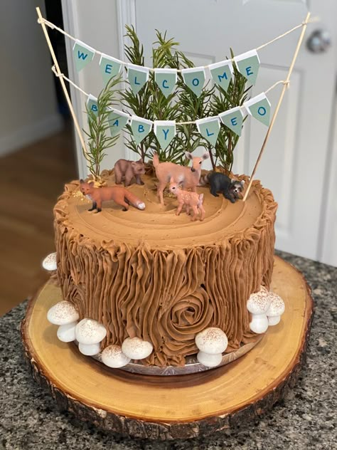 Bear Forest Birthday Cake, Woodlands Birthday Cake, Forest School Birthday Cake, Birthday Cake Forest Animals, Forest Animal Birthday Cake, Nature Cakes Birthday, Forest Baby Shower Cake, Woodland Creature Cake, Forest Cake Ideas