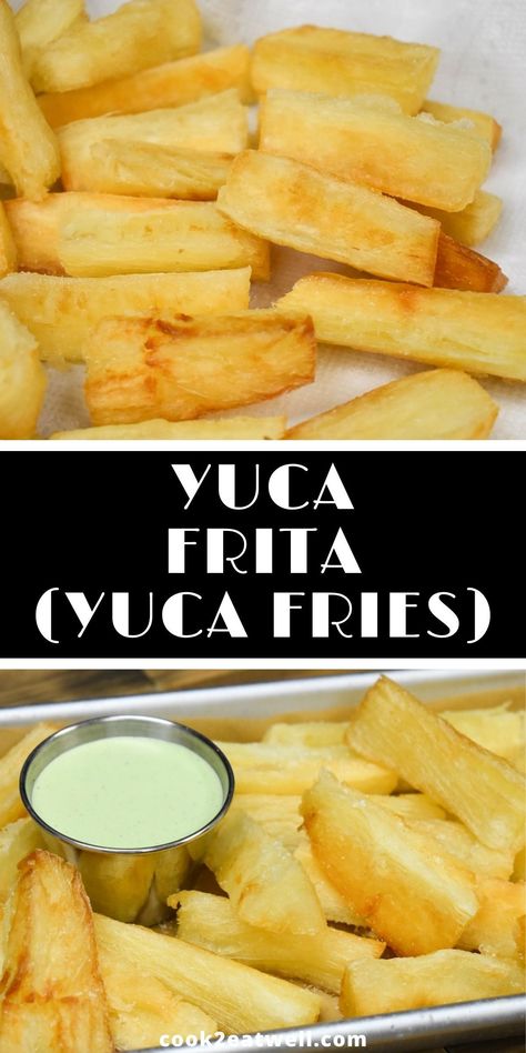 Yuca Puerto Rican Recipes, Recipes With Yuca, Yuca Fries Sauce, Frozen Yuca Recipes, Fried Yuca Fries, Yuca Fries Air Fryer, Yucca Frita, Puerto Rican Yuca Recipes, Fried Yucca Recipe