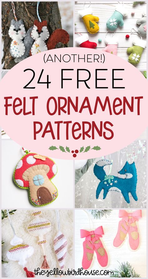 24 Free felt ornament patterns for Christmas. Cute hand sewing patterns and tutorials for felt Christmas ornaments. Free printable patterns for felt woodland animals, birds, mittens and more. Beginner friendly felt ornament pattern pdfs. Free Felt Ornament Patterns, Felt Ornament Patterns, Diy Felt Christmas, Felt Ornaments Diy, Diy Felt Christmas Ornaments, Felt Ornaments Patterns, Felt Crafts Christmas, Felt Crafts Patterns, Felt Crafts Diy