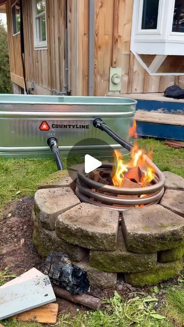 Salty Barrel on Instagram: "Making a DIY off-grid hot tub from a stock tank and our stainless steel coil kit. This project is quick and easy to complete with simple tools. Collaboration with @lifesrad" Off Grid Bath House Ideas, Trough Hot Tub Diy, Hot Tub Out Of Stock Tank, Diy Hottubs Simple, Stock Tank Hot Tub Wood Burning, Diy Outdoor Tub, Stock Tank Tub Bathtubs, Wood Fire Hot Tub Diy, Water Trough Hot Tub