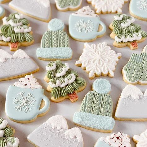 Winter Cookies Aesthetic, January Cookies Decorated, Winter Decorated Sugar Cookies, Winter Themed Cookies, Winter Decorated Cookies, Winter Royal Icing Cookies, Sugar Cookie Thanksgiving, Winter Sugar Cookies Decorated, Cookies Instagram Story