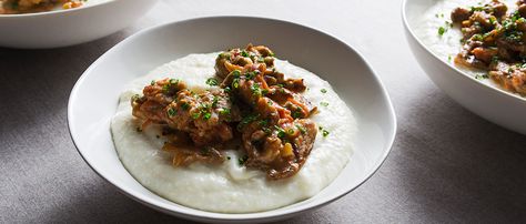 Oysters and Grits Ashley Christensen, Southern Brunch, Canned Oysters, Steak Au Poivre, Oyster Recipes, Grits Recipe, Food Events, Shellfish Recipes, Table Food