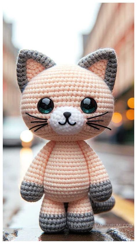 Crochet Cat Amigurumi Free Pattern - Always Free Amigurumi Amigurumi Cat Free Pattern, Cat Amigurumi Free Pattern, Crochet Cat Amigurumi, Yarn Projects Crochet, Gato Crochet, Crochet Blanket Stitch Pattern, Chat Crochet, Crochet Toys Free Patterns, Owl Crochet Patterns