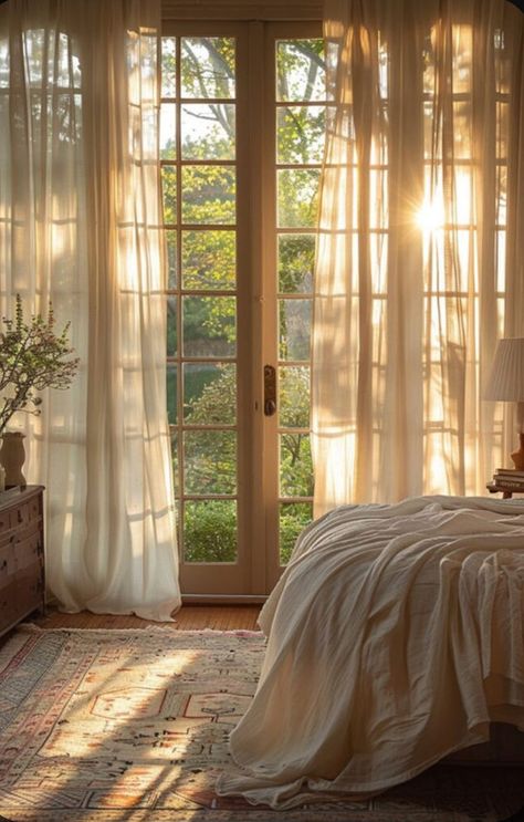 Boho Window Treatments, English Countryside Home, Sheer Curtains Bedroom, Boho Window, Old World Elegance, Unusual Furniture, Tranquil Retreat, Cosy Corner, Romantic Homes