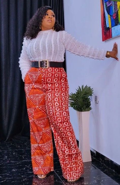 Trouser And Top, Ankara Trousers, Trousers Pattern, Pant Trouser, 2piece Outfits, Best African Dresses, African Lace Dresses, African Fashion Traditional, African Fashion Modern