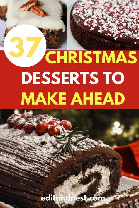 If you want a list of Christmas desserts to make ahead of time then check out this post. We love a freezer dessert and the holidays are no exception. These show-stopping recipes are real simple and designed to be easy as well as time-saving. Best of all, these make-ahead Christmas recipes are super impressive, so no one feels like they’re missing out on a wow-worthy treat! #Christmasdesserts #makeaheadChristmasdesserts #Christmasdessertsfreezer Christmas Desserts For A Crowd Easy, Christmas Dessert Make Ahead, Individual Christmas Dessert Ideas, Christmas Bombe Dessert, Make Ahead Holiday Desserts, Easy Christmas Dessert Recipes Holidays, Christmas Finger Desserts For Parties, Make Ahead Christmas Recipes, Easy Christmas Party Desserts For A Crowd