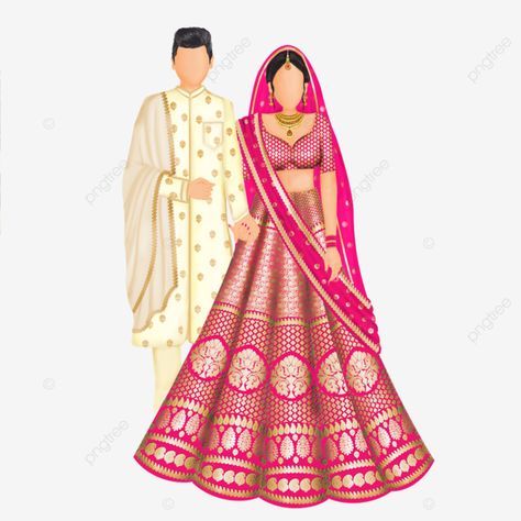 Caricature Drawing Wedding Couple, Hindu Wedding Illustration, Bride Groom Illustration Indian, Indian Bride Groom Illustration, Hindu Bride And Groom Cartoon, Bride Groom Caricature, Indian Wedding Couple Illustration, Bride Groom Illustration, Wedding Illustration Couple