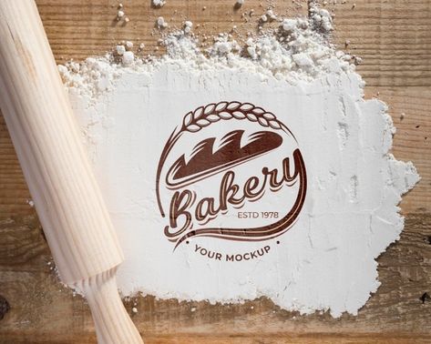 Top view bakery flower on the table with... | Free Psd #Freepik #freepsd #frame #mockup #food #bakery Flower On The Table, Dessert Logo, Vintage Bakery, Bakery Store, Bread Shop, Bakery Branding, Coffee Shop Logo, Cake Logo, Bakery Design