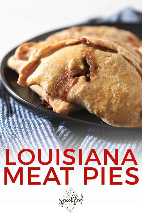 Natchitoches Meat Pies are traditional savory Louisiana hand pies. Learn how to make this handheld meat pie recipe with a flavorful @panoramameats beef filling and a flaky pastry. They’re perfect for sharing! #easyentertaining #speckledpalate #ad Louisiana Meat Pie Recipe, Meat Turnovers, Meat Hand Pie Recipe, Natchitoches Meat Pies, Hand Pies Savory, Meat Pie Recipe, Hand Pie Recipes, Fried Pies, Meat Pies