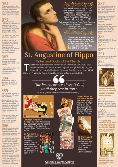 St. Augustine of Hippo Philosophy Teacher, St Augustine Of Hippo, Saint Monica, Early Church Fathers, St Monica, Augustine Of Hippo, Christian History, Christian Theology, Saint Quotes