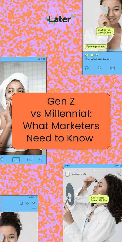 At first glance, you might think Gen Z and Millennials are one and the same, but take a second look and you’ll see that each group is uniquely their own. To capture both demographics' attention, you’ll want to have a clear understanding of what sets each group apart. We're unpacking how to tailor your marketing strategy to both audiences by looking at their shopping habits, customer service preferences, and more. #MarketingStrategy #SocialMediaStrategy #GenZMarketing #MillennialMarketing Instagram Feed Planner, Purchasing Power, Best Small Business Ideas, Social Media Trends, Networking Event, Gen Z, Email Design, Influencer Marketing, Social Media Strategies