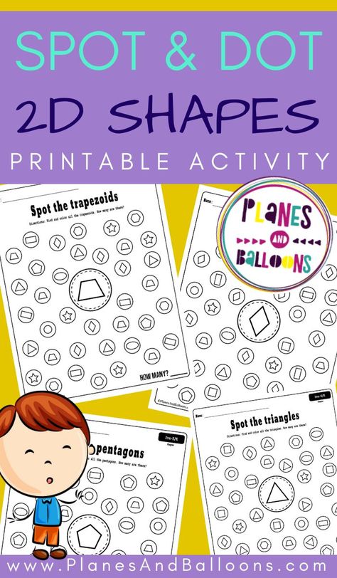 2 D Shapes, Printable For Preschool, 2d Shapes Activities, Shape Worksheets For Preschool, Shapes Lessons, Dot Marker Activities, Shapes Kindergarten, Teaching Shapes, Shapes Preschool