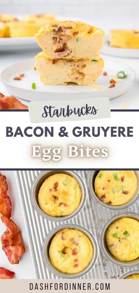 Egg Gruyere Bites, Diy Starbucks Bacon Gruyere Egg Bites, Bacon Gruyere Egg White Bites, Egg Poppers Breakfast, Starbucks Egg Bites Bacon Gruyere, Bacon And Egg Bites, Bacon Broccoli Egg Bites, Copycat Starbucks Bacon And Gruyere Egg Bites, Starbucks Egg Bites Recipe Healthy