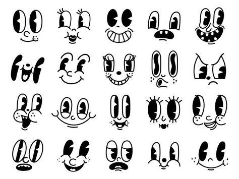 Vintage Cartoon Characters, Animation Eyes, Retro Cartoon Characters, 50s Cartoon, Eye Character, 30s Cartoon, 60s Cartoons, Eyes Cartoon, Typographie Logo