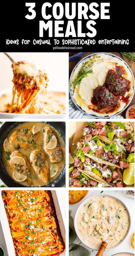 3 Course Meal Ideas Course Meal Ideas, 3 Course Meal Ideas, Party Main Course, Dinner Party Main Course, Birthday Dinner Ideas, Dinner Party Mains, 3 Course Meal, 5 Course Meal, Five Course Meal