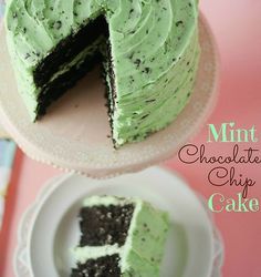 Mint Chocolate Chip Cake - the frosting taste just like my favorite ice cream!! Mint Chocolate Chip Cake, Chocolate Chip Cake Recipe, Layer Cake Recipes, Chocolate Chip Cake, Torte Cupcake, Mint Chocolate Chip, Mint Chocolate Chips, Yummy Sweets, Eat Dessert