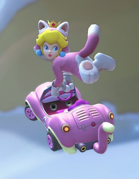 Cat Peach Mario, Peach Mario Kart, Cat Peach, Peach Cat, Super Princess Peach, Super Mario Princess, Super Princess, Peach Mario, Mario Kart