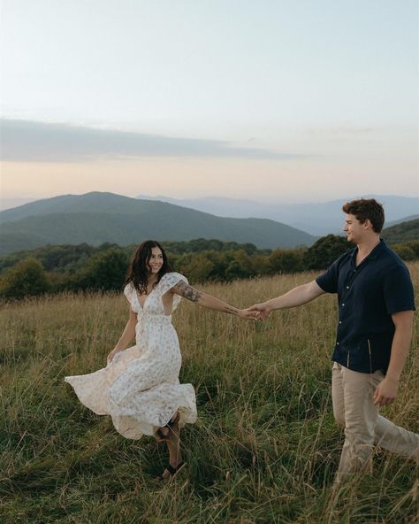 a few more favorites from this beautiful engagement session!! Engagement Photos Wheat Field, Tall Grass Photoshoot Couple, Nature Engagement Photos Outfits, Flowy Dress Engagement Pictures, Engagement Photos Long Dress, Engagement Photos Movement, Engagement Field Photos, Sitting Engagement Photos, Couples Pictures Outfits