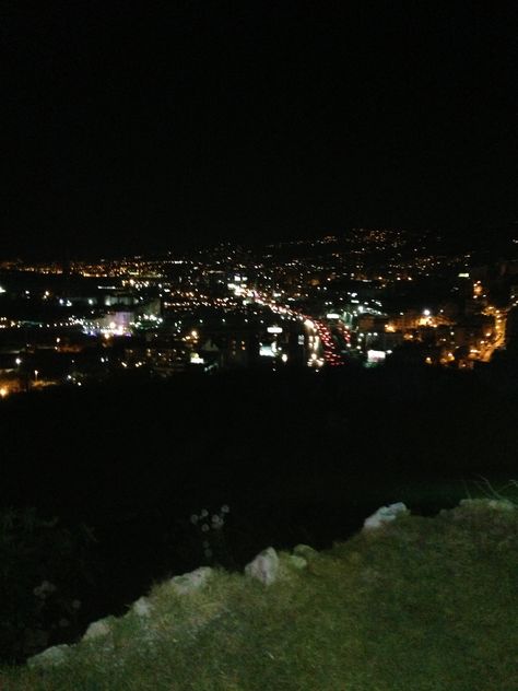 View of Beirut at night , from high up in the mountains Night Mountain View, Mountains At Night, Night High, Car Ride, Beirut, In The Mountains, Lebanon, Mountain View, Night Skies