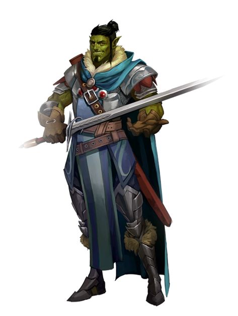 Male Half-Orc Fighter Warrior Adventurer - Pathfinder PFRPG DND D&D 3.5 5E 5th ed d20 fantasy Orc Fighter Dnd, Orc Adventurer, Half Orc Paladin, Half Orc Fighter, Orc Paladin, Half-orc Male, Orc Warrior, Half Orc, Pathfinder Character