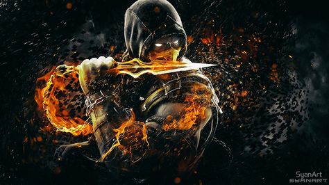 «Mortal Kombat - Scorpion on Fire!» de SyanArt Mortal Kombat Pc, Cool Ninja Wallpapers, Skorpion Mortal Kombat, Escorpion Mortal Kombat, Mortal Kombat X Scorpion, Mortal Kombat X Wallpapers, Mortal Kombat Tattoo, Mortal Kombat Scorpion, R6 Wallpaper