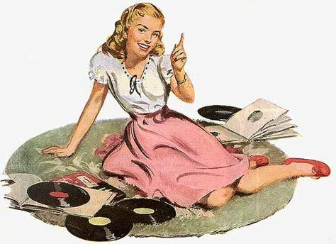 Rock And Roll Girl, Record Players, Vintage Records, Vintage Life, Pin Up Art, Vintage Pinup, Record Player, Retro Art, Vintage Ads