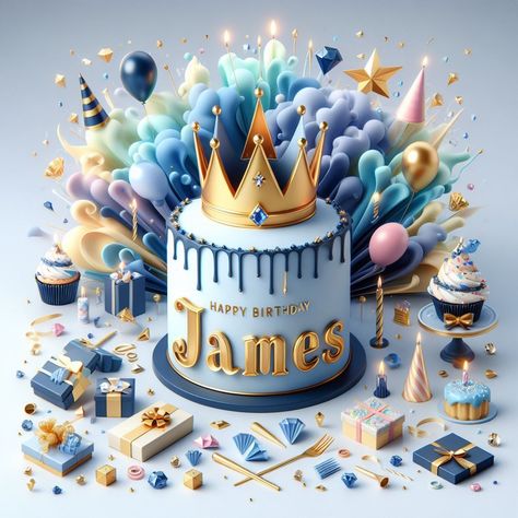 Birthday cake James Happy Birthday James Cake, Happy Birthday James, Happy 3rd Birthday, Best Birthday Wishes, A Birthday Cake, Birthday Name, Happy Birthday Cake, Happy Birthday Images, Happy Birthday Cakes