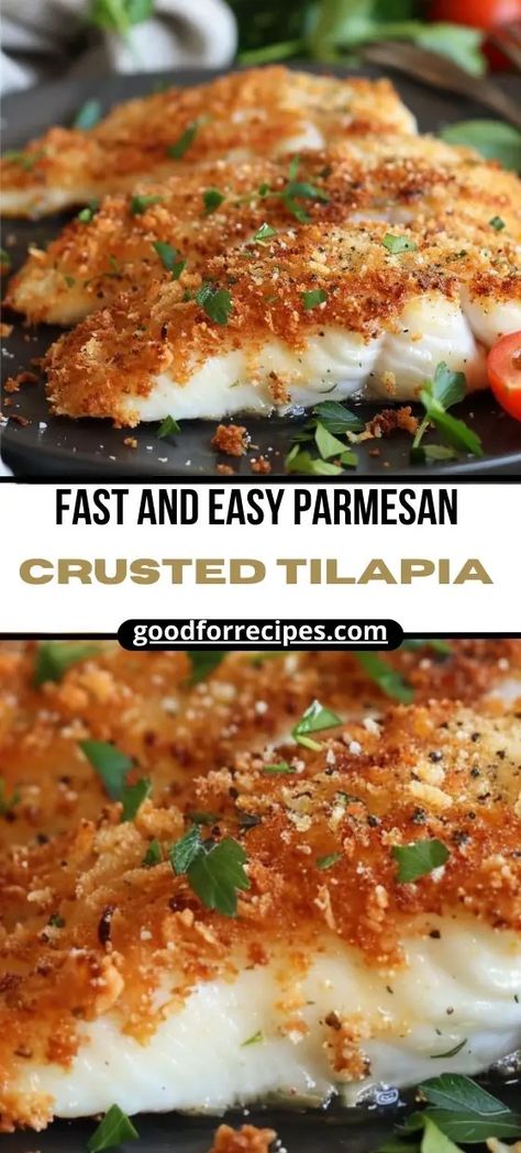 Fast and Easy Parmesan Crusted Tilapia Recipe Best Tilapia Recipe, Tilapia Dinner, Tilapia Recipes Healthy, Tilapia Recipes Easy, Baked Tilapia Recipes, Parmesan Crusted Tilapia, Breadcrumb Topping, Tilapia Fish Recipes, Tilapia Recipe