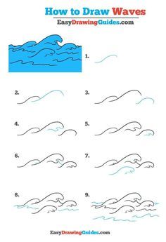 Learn How to Draw Waves: Easy Step-by-Step Drawing Tutorial for Kids and Beginners. #Waves #drawingtutorial #easydrawing See the full tutorial at https://easydrawingguides.com/how-to-draw-waves-really-easy-drawing-tutorial/. Draw Waves, Landscape Drawing Tutorial, Deco Surf, Ocean Drawing, Wave Drawing, Easy Waves, Draw Easy, Easy Drawing Tutorial, Drawing Tutorials For Kids