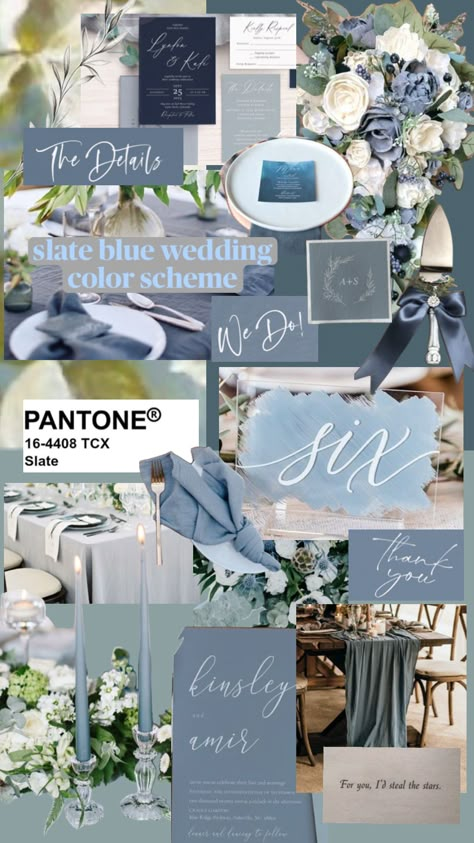 #slateblue #slatebluewedding #weddinginspo #wedding #weddingdecor #weddingdecorinspo #bluewedding Navy Blue Wedding Decorations, Light Blue Wedding Colors, Pink Grey Wedding, Slate Blue Wedding, Wedding Color Schemes Blue, Blue Wedding Decorations, Blue Wedding Inspiration, Light Blue Wedding, Blue Themed Wedding