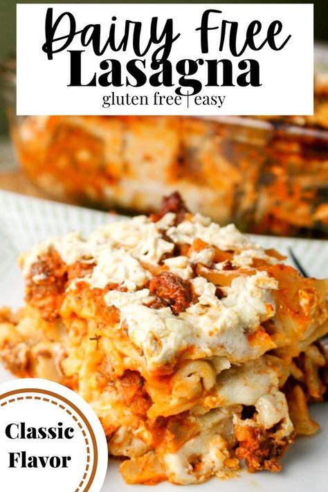 Gluten Free Dairy Free Recipes Dinner, Dairy Free Lasagna, Gluten Free Dairy Free Dinner, Dairy Free Cooking, Dairy Free Recipes Dinner, Gluten Free Lasagna, Lactose Free Recipes, Dairy Free Snacks, Dairy Free Dinner