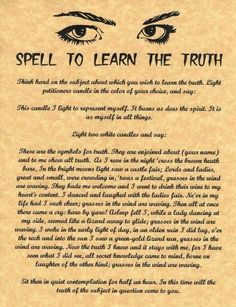 Truth Spell, Book Of Shadows Pages, Witchcraft Spells For Beginners, Spells For Beginners, Magia Das Ervas, Magic Spell Book, Magick Spells, Wiccan Spell Book, Witchcraft Spell Books