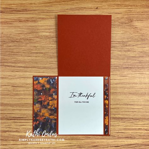 Easy Front Panel Fun Fold Card - Simply Kards by Kathi Z Fun Fold Cards, Fancy Fold Cards Templates, Card Folds Techniques Tutorials, Fun Fold Cards Tutorials, Stampin Up Kits, Folder Image, Tiny Christmas Trees, Tri Fold Cards, Autumn Cards