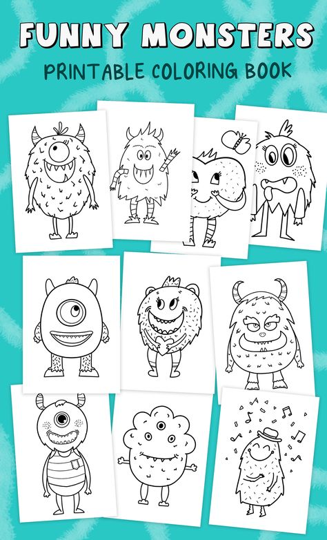 Monsters Love Colors Activities, Pikachu Coloring Page, New Year Coloring Pages, Family Coloring Pages, Funny Monsters, Monster Coloring Pages, Halloween Coloring Book, Monster Birthday Parties, Summer Coloring Pages