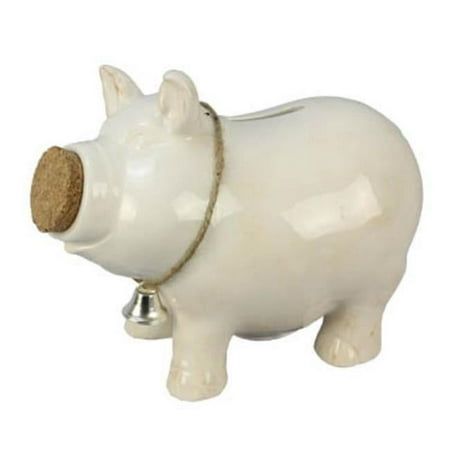 This piggy bank wants to sit on your dresser to help save a little money every day. Ceramic Piggy Bank with Bell and Cork Stopper Tabletop decor Item Measures: 7.25'' X3.25'' X5.5'' Color: White. Toy Money, Ceramic Piggy Bank, Piggly Wiggly, Money Bank, Cork Stoppers, Cute Home Decor, Trendy Accessories, Charm Gift, Novelty Gifts