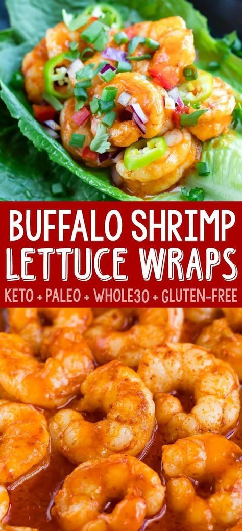 These spicy Buffalo Shrimp Lettuce Wrap Tacos are fast, flavorful, and ready to Taco Tuesday your face off! Each tasty taco is gluten-free, paleo-friendly, and keto friendly too. #shrimp #seafood #pescatarian #paleo #whole30 #keto #glutenfree #healthy #buffalo Lettuce Wrap Tacos, Salat Wraps, Shrimp Lettuce Wraps, Buffalo Shrimp, Pescatarian Diet, Cena Keto, Pescetarian Recipes, Resep Seafood, Resep Diet