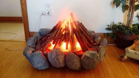 Fake Fire Pit, Faux Campfire, Campfire Diy, Fake Campfire, Camp Vbs, Fake Fire, Fire Crafts, Indoor Camping, Halloween Tattoo