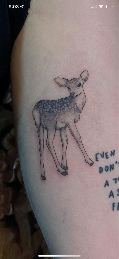 Deer Flash Tattoo, Fawn Tattoo Deer, Life Is Strange Deer Tattoo, Cute Deer Tattoo, Dear Tattoos, Simple Deer Tattoo, Gummy Bart, Nanny Tattoo, Deer Tattoos For Women