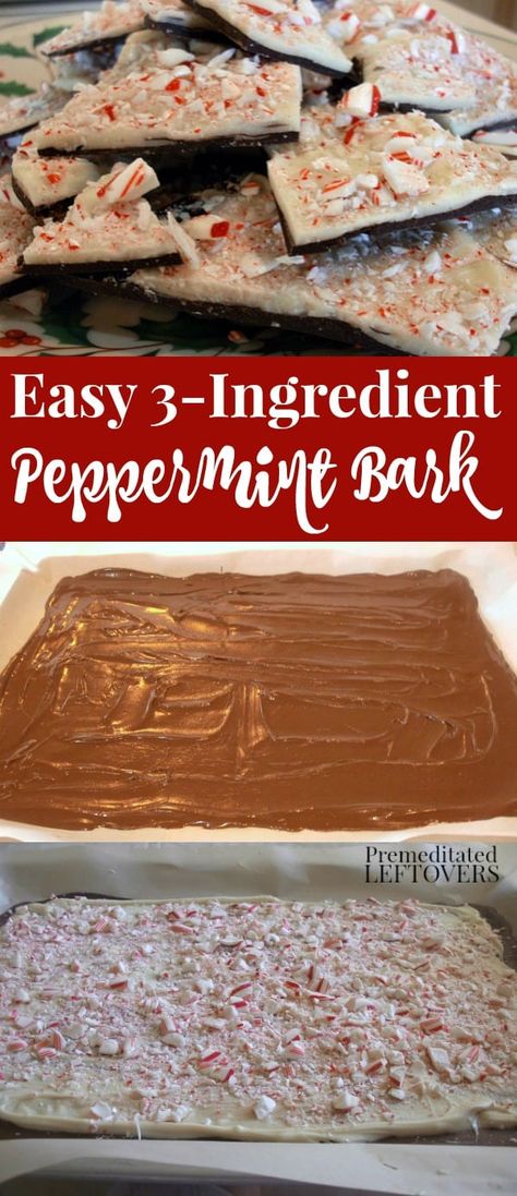 A quick and easy Peppermint Bark Recipe using candy canes and chocolate chips. Only 3 ingredients! Use the microwave to make this peppermint bark recipe. Easy Peppermint Bark Recipe, Easy Peppermint Bark, Bark Recipes Easy, Pistachio Bark, Peppermint Bark Recipe, Homemade Peppermint Bark, Bark Candy, Candy Cane Recipe, Peppermint Bark Recipes