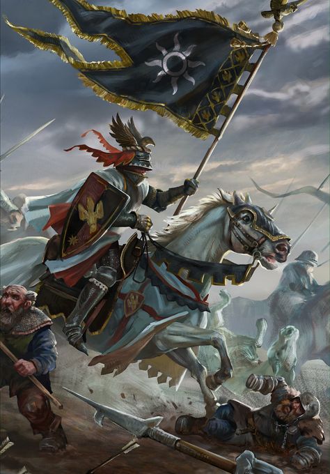 Affan Hillergrand was the Standard Bearer of the Ard Feainn, a cavalry division within Nilfgaardian Army. In March 1268 he took part in the Battle of Brenna, where he charged against the Mahakam Volunteer Army. Crusader Wallpaper, Witcher Art, Heroic Fantasy, Armadura Medieval, Fantasy Battle, Knight Art, Medieval Knight, Fantasy Armor, Historical Art