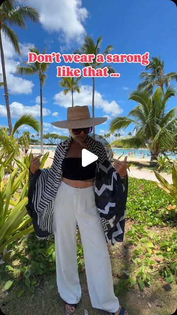 Monica D 🌺 Hawaii 🏖 Beach on Instagram: "I bet you didn’t know you can do this !
*
Here’s a fun fashion hack to make a blouse from a sarong!
*
It will make a great vacation outfit when you are traveling light, throw it on with some linen pants and you are ready for any occasion! You can use a scarf for this as well.
*
Make a knot in the middle of the sarong , place the knot on your shoulder. Grab the part on your back and bring it to the front and tie ends together. Bring the part that is hanging in front of you to the back and tie the ends together.
*
If you are not able to tie the ends you can tuck the fabric in your pants or skirt, it will look pretty as well.
*
You just made another fun summer outfit from a sarong / pareo !
*
Comment SUMMER for outfit details 🔗" How To Tie A Sarong, Scarf Tips, Scarf Hacks, Scarf Wearing Styles, Wearing Scarves, Ways To Wear A Scarf, Cool Summer Outfits, Vacation Outfit, Summer Scarves