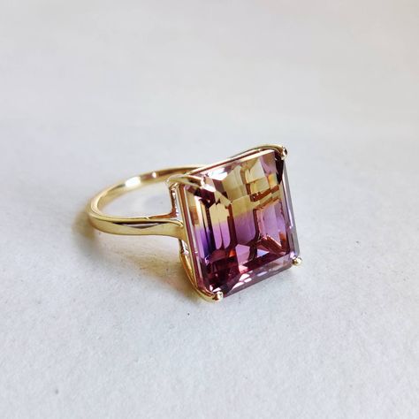 Ametrine Engagement Ring, Oval Ruby Engagement Ring, Ametrine Jewelry, Ametrine Ring, Amethyst Rings, Amethyst And Citrine, Handmade Jewelry Box, Jewelry Christmas, Citrine Ring