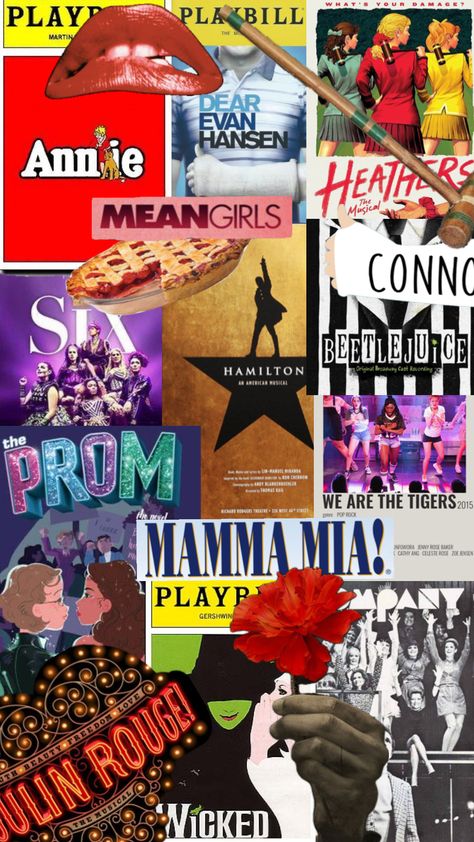 Musical Theatre Profile Pics, Musical Theatre Background, Musical Theatre Wallpaper Iphone, Theater Collage, Kate Aesthetic, Theater Wallpaper, Broadway Themed Room, Personality Crisis, Musical Theatre Humor