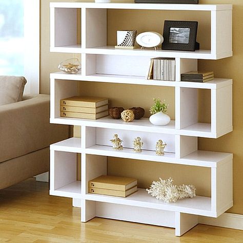 Accent Shelves, Bookcase Bedroom, Modern Bookshelf, Hemma Diy, Regal Design, Modern Shelf, Bookshelf Design, White Bookcase, Modern Bookcase