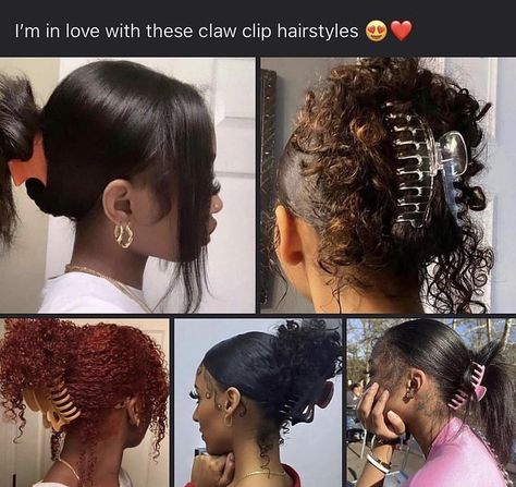 Instagram Captions Baddie, Claw Clip Hairstyles, Mixed Curly Hair, Y2k Hairstyles, Black Jokes, Quick Natural Hair Styles, Cute Curly Hairstyles, Dyed Hair Inspiration, Girls Natural Hairstyles