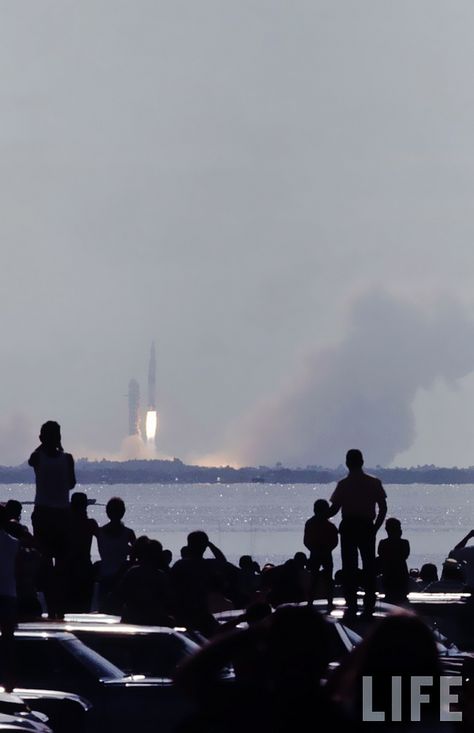 https://flic.kr/p/mtCZFc | Apollo 11 / Saturn 5 rocket, PAO: "We have a lift-off, 32 minutes past the hour. Lift-off of Apollo 11", Titusville, Kennedy Pkwy N. "view", July 16, 1969 | LIFE PHOTO:  Bill Eppridge photographer for LIFE magazine. REMASTERED by Dan Beaumont Rocket Science Aesthetic, Astronaut Aesthetic, Saturn 5, Priscilla Barnes, Apollo Space Program, Norman Mailer, Space Oddity, Space Race, Apollo 11