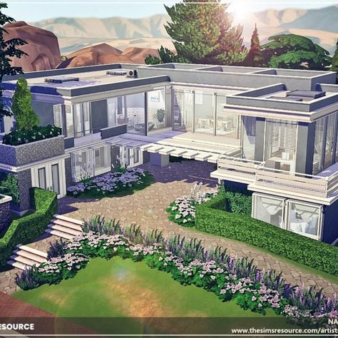 The Sims 4 Wayside Modern House. No CC - 2 bedrooms and 2 bathrooms. Download at @TheSimsResource . Creation by @Moniamay72 . #TS4 #ts4lots #tsr #TheSims #sims4 #thesims4 #Moniamay72 #thesims4lots #architecture #nocc #TSR #modern #TheSimsResource Sims 4 Modern House, Celebrity Mansions, Big Mansions, The Sims 4 Lots, Sims 4 Kitchen, Sims 4 Tsr, Cc Furniture, Sims 4 House Building, Editing Lightroom